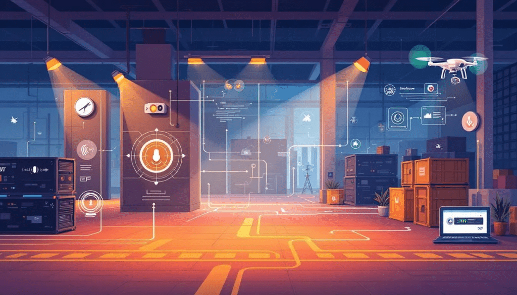 Advanced pest control technologies being utilized in an industrial facility.