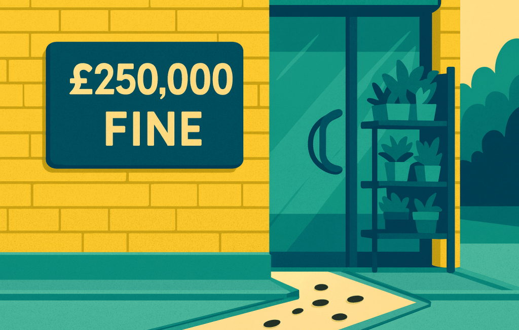 Illustration showing a retail store environment with pest control issues, featuring seed packets on display and small rodent droppings on the floor to represent hygiene failures and the importance of pest management compliance.