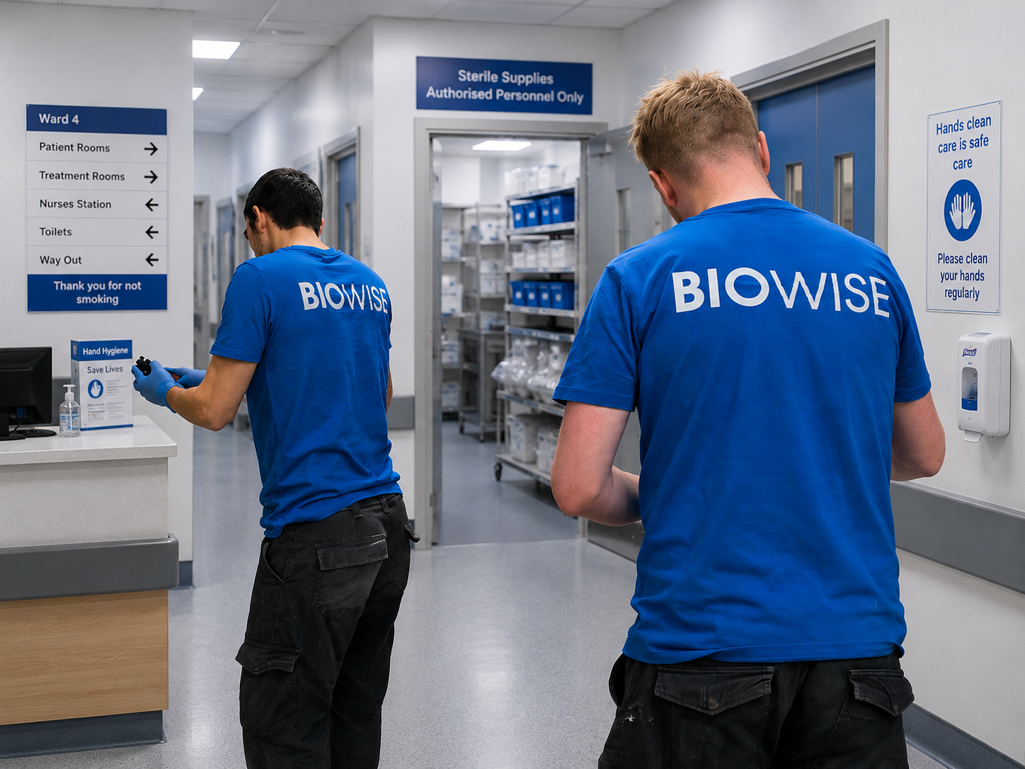 BioWise facilities management pest control technician servicing a commercial site in London