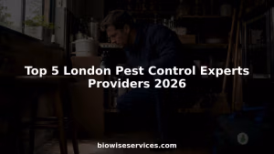 Pest control technician inspecting commercial kitchen in London