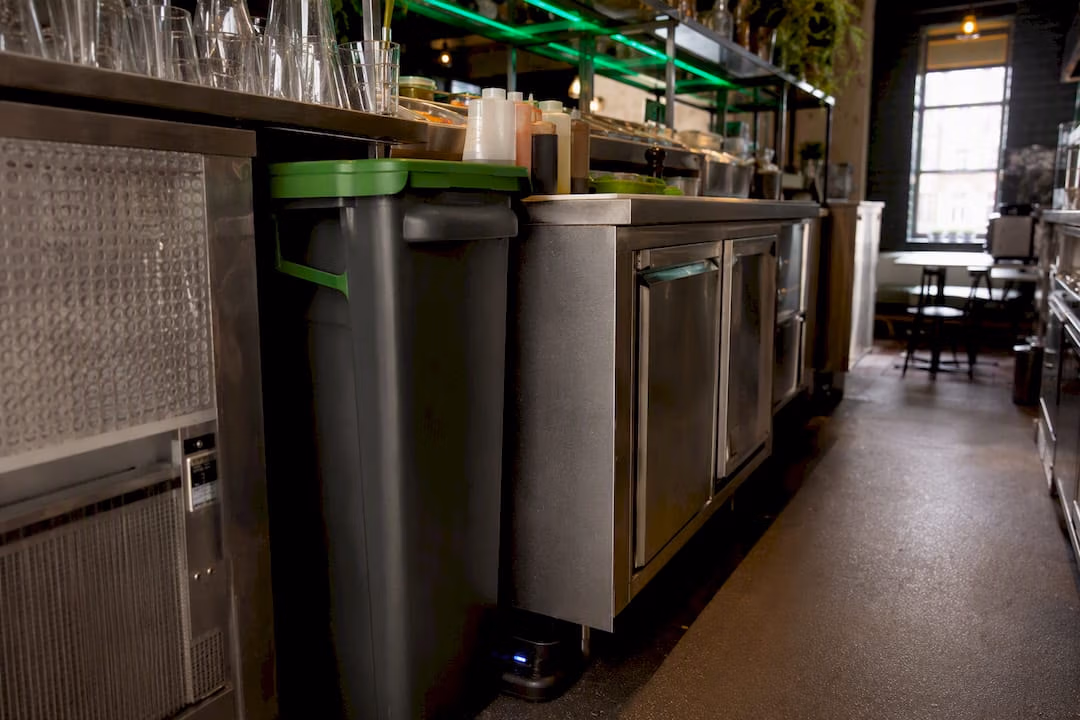 Fruit fly traps set behind bar stations