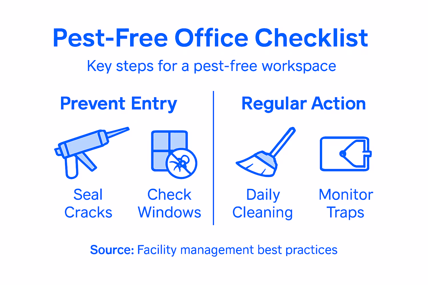 Infographic showing pest-free office checklist