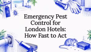 Decorative hotel pest control title card