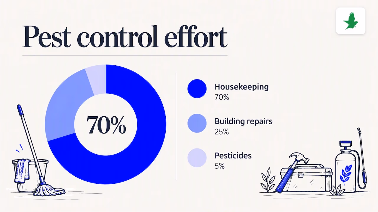 Pest control effort split across three areas