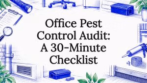 Illustrated office pest audit title card